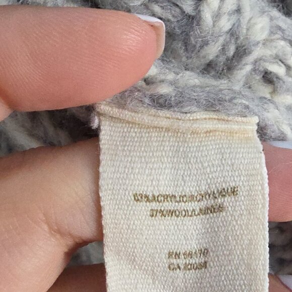 FREE PEOPLE | hooded button-front cardigan sweater gray cream wool blend Sz M - Picture 5 of 6